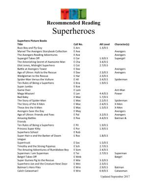 Recommended Reading Superheroes