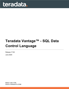 Teradata Vantage™ - SQL Data Control Language