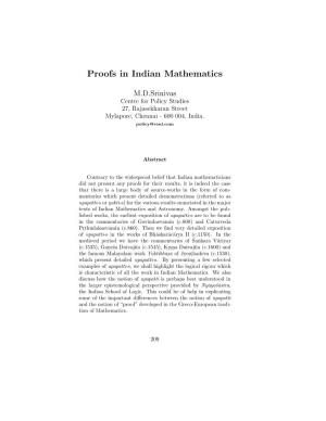 Proofs in Indian Mathematics