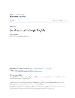 South African Writing in English John C
