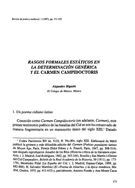 Rasgos Formales Estáticos En La Determinación Genérica Y El Carmen Campidoctoris