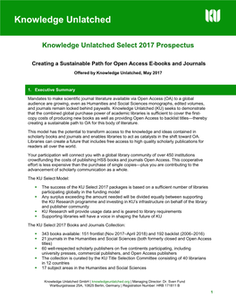 Knowledge Unlatched Select 2017 Prospectus
