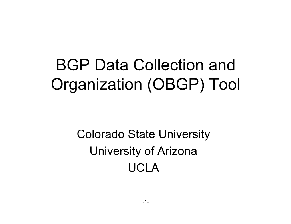 BGP Data Collection and Organization (OBGP) Tool