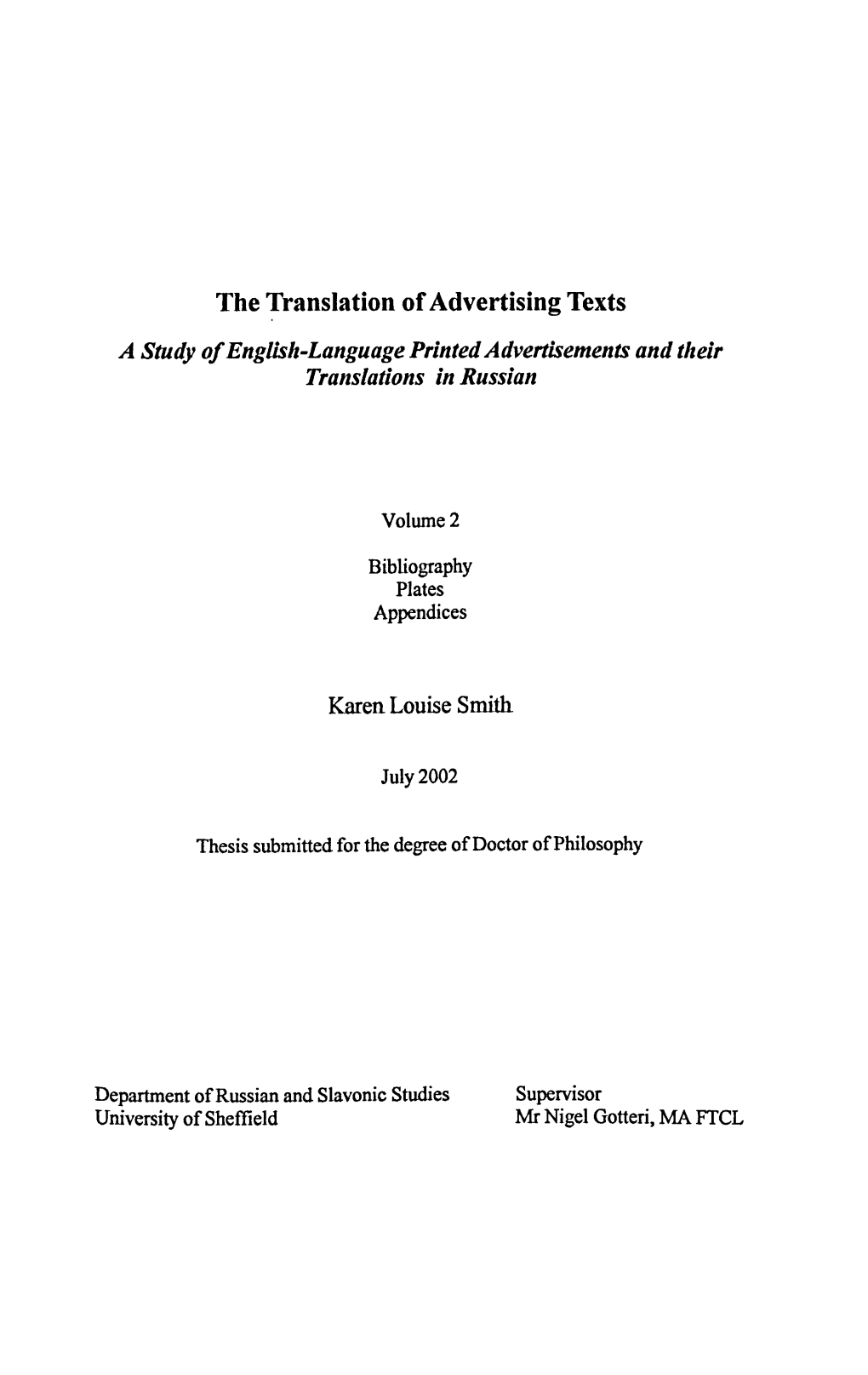 The Translation of Advertising Texts