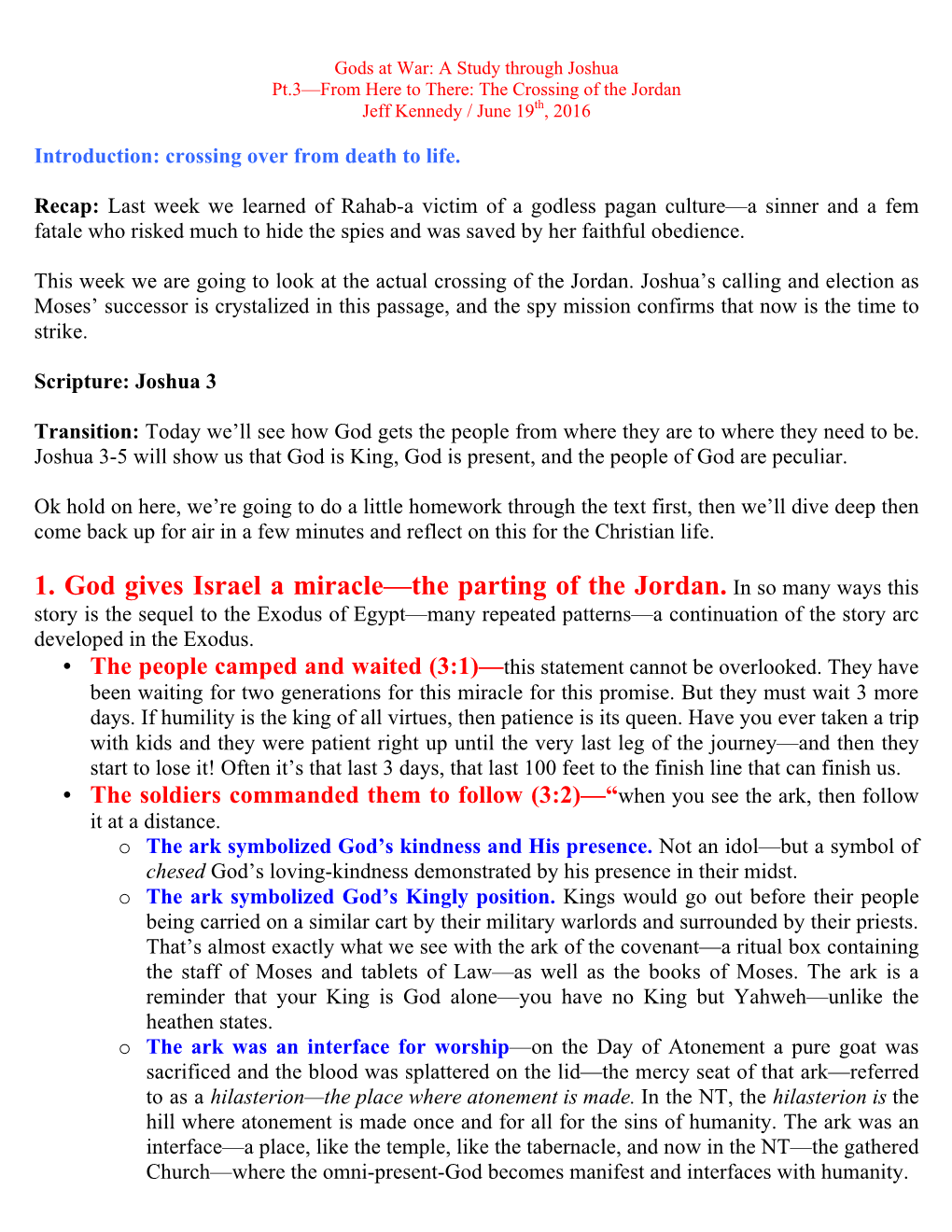 1. God Gives Israel a Miracle—The Parting of the Jordan. in So Many Ways This