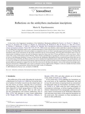 Reflections on the Antikythera Mechanism Inscriptions