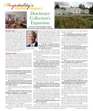 Dorchester Collection's Expansion