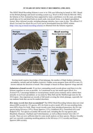 Moult Scoring (Flight Feathers) Not in House Sparrow Example Moult