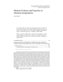 Medical Evidence and Expertise in Abortion Jurisprudence