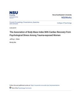 The Association of Body Mass Index with Cardiac Recovery from Psychological Stress Among Trauma-Exposed Women