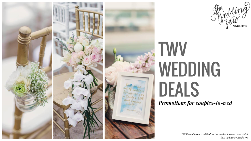 TWV WEDDING DEALS Promotions for Couples-To-Wed