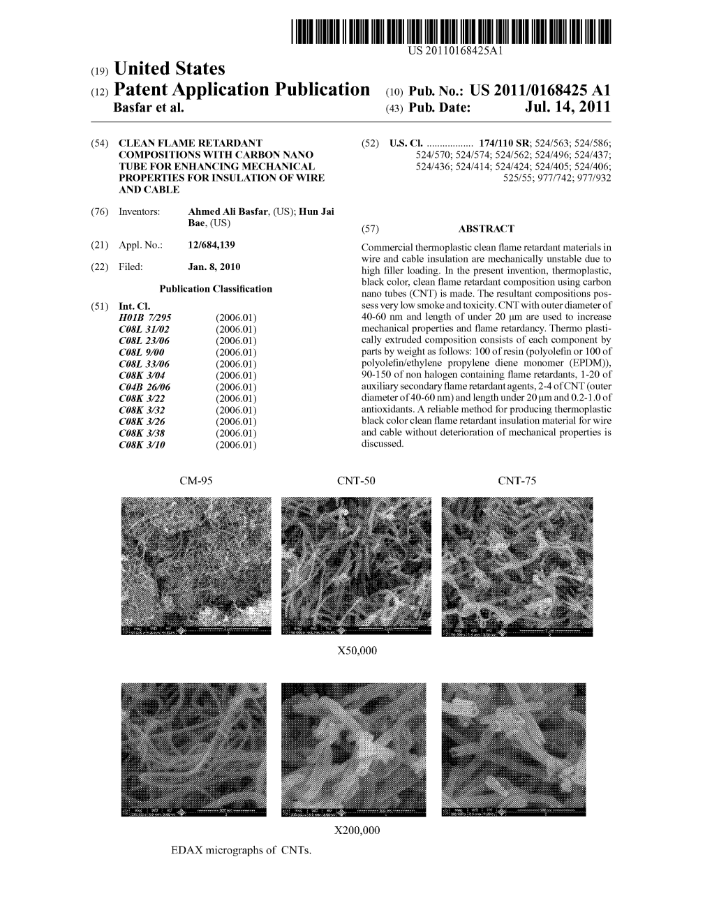 (12) Patent Application Publication (10) Pub. No.: US 2011/0168425A1 Basfar Et Al