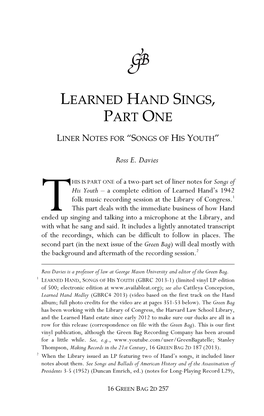 Learned Hand Sings, Part One