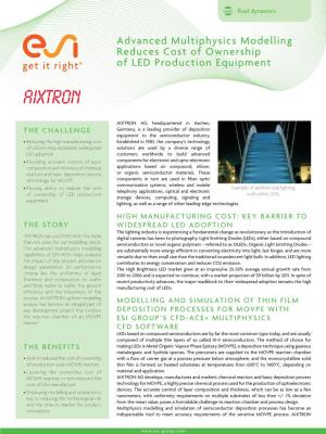 Advanced Multiphysics Modelling Reduces Cost of Ownership of LED Production Equipment