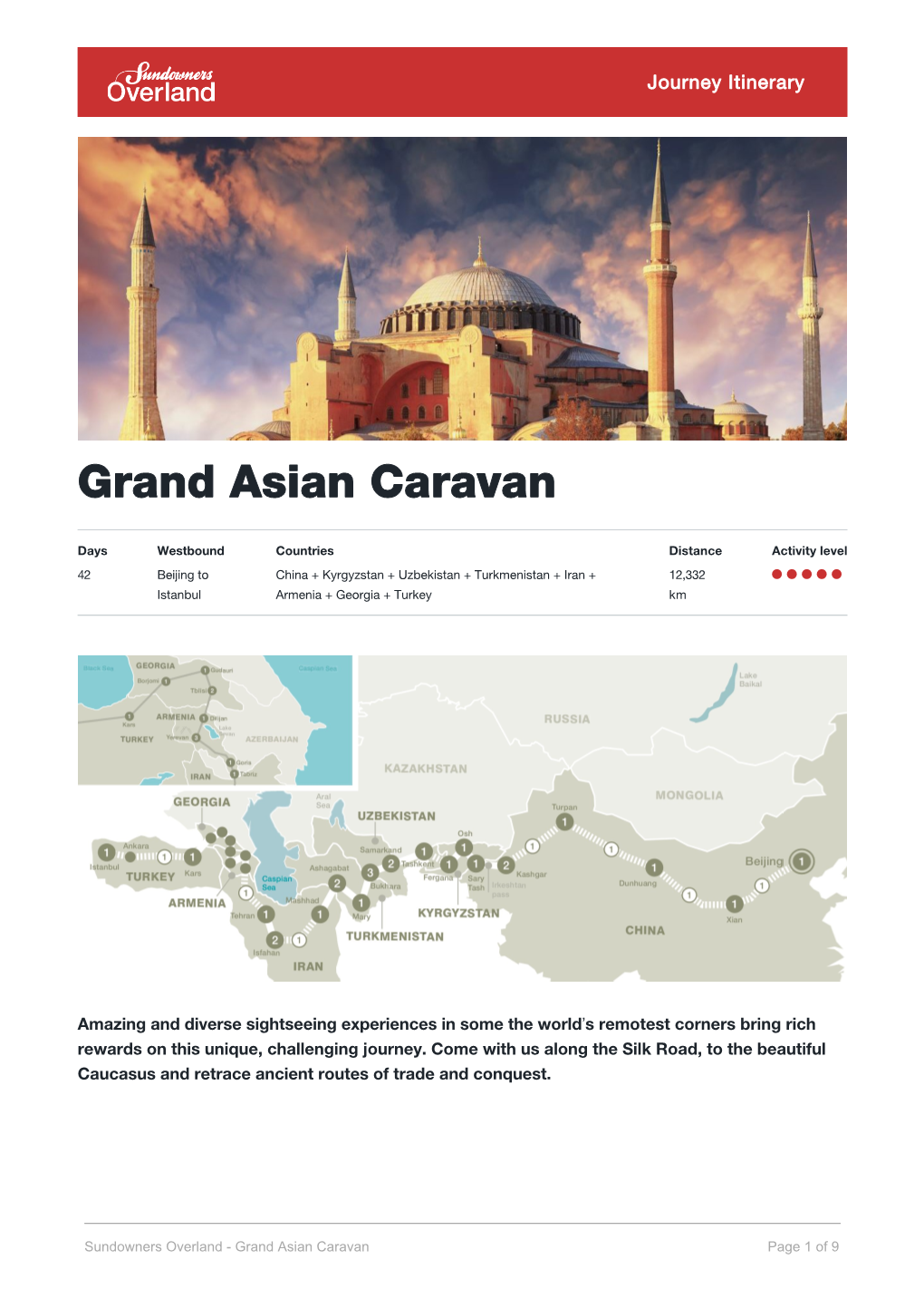 Sundowners Overland - Grand Asian Caravan Page 1 of 9 Itinerary