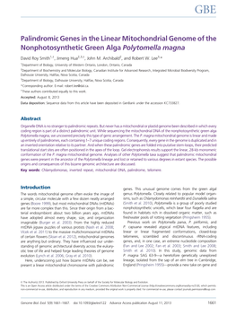 Palindromic Genes in the Linear Mitochondrial Genome of the Nonphotosynthetic Green Alga Polytomella Magna