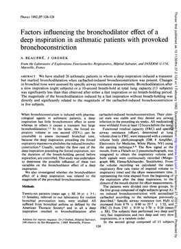 Factors Influencing the Bronchodilator Effect of a Deep Inspiration in Asthmatic Patients with Provoked Bronchoconstriction