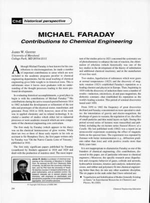 MICHAEL FARADAY Contributions to Chemical Engineering