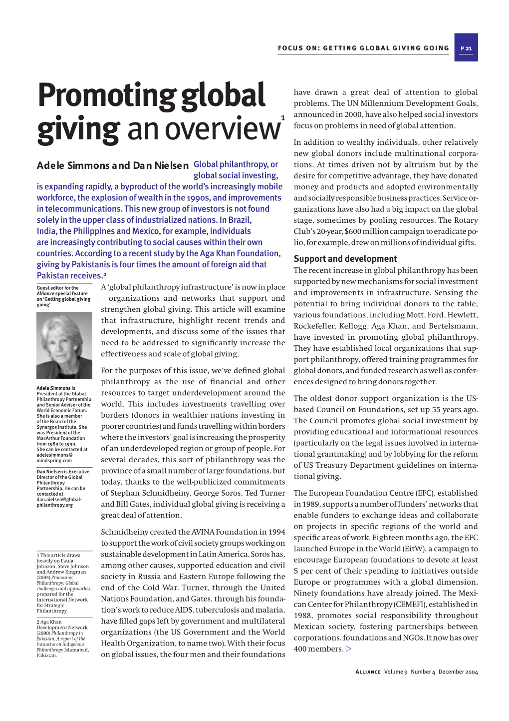 Promoting Global Giving – an Overview