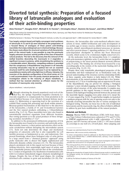 Diverted Total Synthesis: Preparation of a Focused Library of Latrunculin Analogues and Evaluation of Their Actin-Binding Properties
