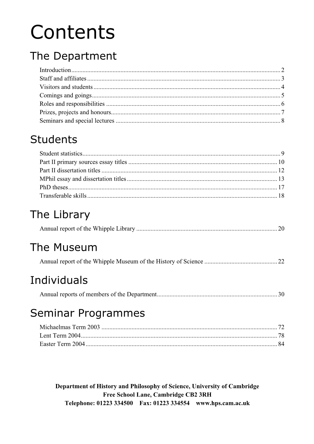 HPS: Annual Report 2003-2004