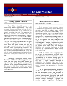 The Guards Star GGFG Regimental Association, Box 1212, Station B, Ottawa, Ontario, K1P 5R3 Regimental Website: SEPTEMBER 2011 EDITOR: ESTELLE LANE