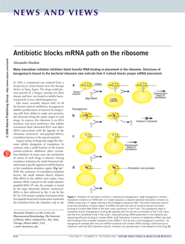 Antibiotic Blocks Mrna Path on the Ribosome