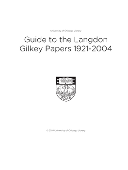 Guide to the Langdon Gilkey Papers 1921-2004