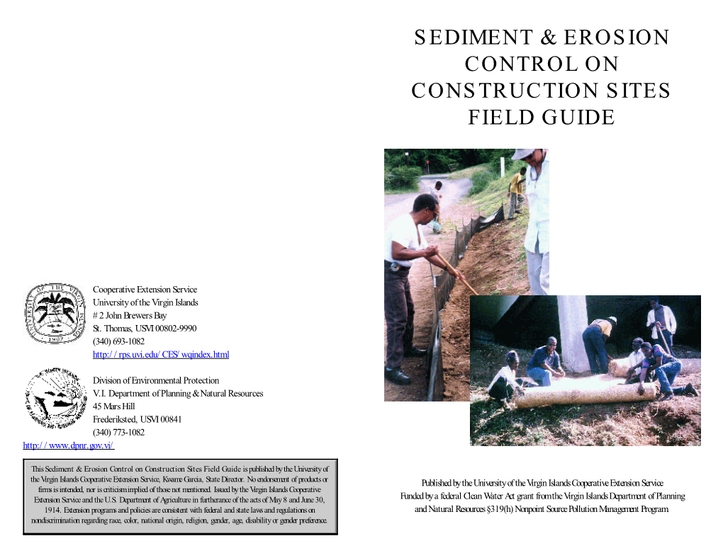 Sediment & Erosion Control on Construction Sites Field