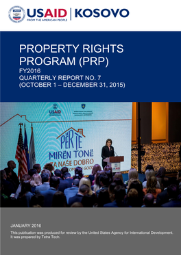 Kosovo Property Rights Program (PRP) Quarterly Report: October