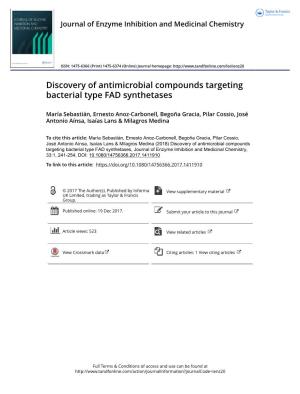 Discovery of Antimicrobial Compounds Targeting Bacterial Type FAD Synthetases