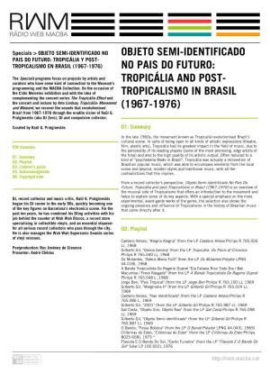 Tropicália Y Post- Tropicalismo En Brasil (1967-1976) No Pais Do Futuro