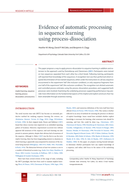 Evidence of Automatic Processing in Sequence Learning Using Process-Dissociation