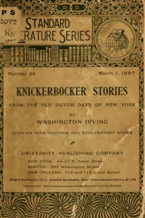 Knickerbocker Stories from the Old Dutch Days of New York