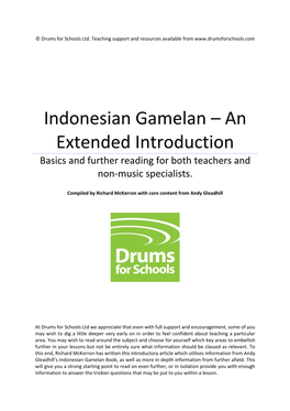 Indonesian Gamelan – an Extended Introduction Basics and Further Reading for Both Teachers and Non-Music Specialists