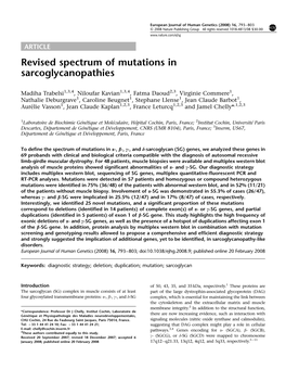 Revised Spectrum of Mutations in Sarcoglycanopathies