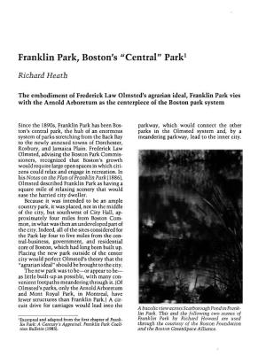 Franklin Park, Boston's "Central" Park1