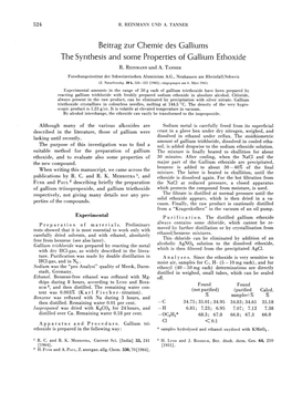 Beitrag Zur Chemie Des Galliums the Synthesis and Some Properties of Gallium Ethoxide