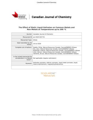 The Effect of Static Liquid Galinstan on Common Metals and Non-Metals at Temperatures up to 200 °C