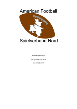 Verbundsspielordnung Des Spielverbundes Nord Stand: 19.11.2017