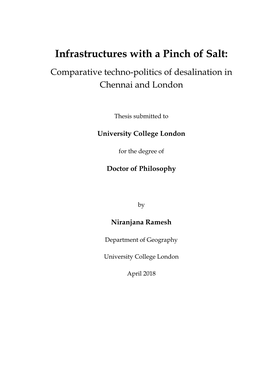 Infrastructures with a Pinch of Salt: Comparative Techno-Politics of Desalination in Chennai and London