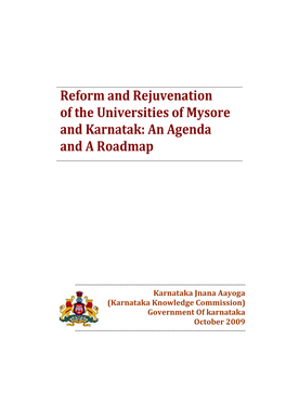 Reform and Rejuvenation of the Universities of Mysore and Karnatak: an Agenda and a Roadmap