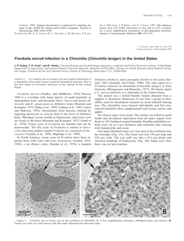 Frenkelia Microti Infection in a Chinchilla (Chinchilla Laniger) in the United States