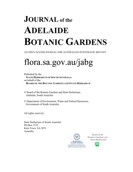JOURNAL of the ADELAIDE BOTANIC GARDENS