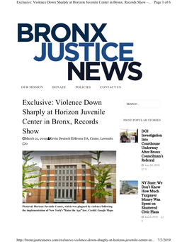 Exclusive: Violence Down Sharply at Horizon Juvenile Center in Bronx, Records Show –