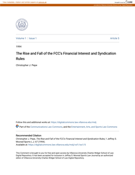 The Rise and Fall of the FCC's Financial Interest and Syndication Rules