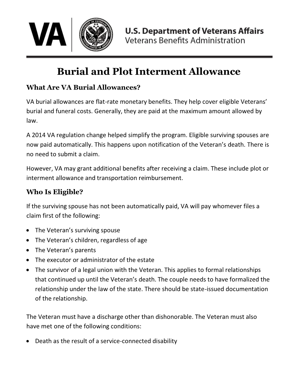 Burial and Plot Interment Allowance