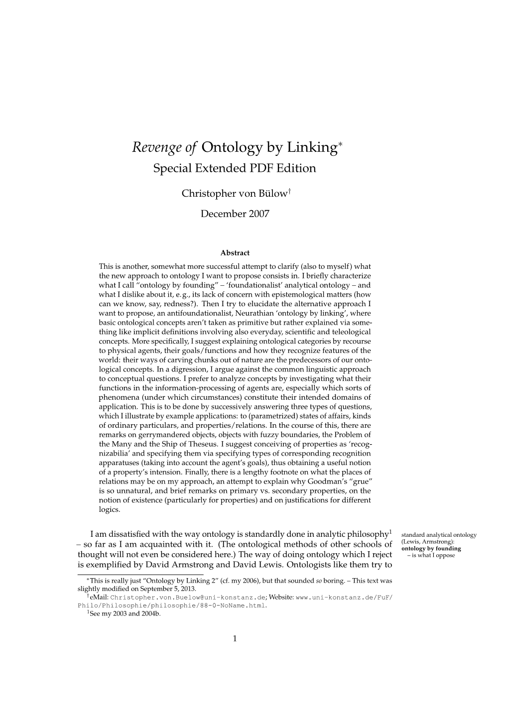 Revenge of Ontology by Linking∗ Special Extended PDF Edition