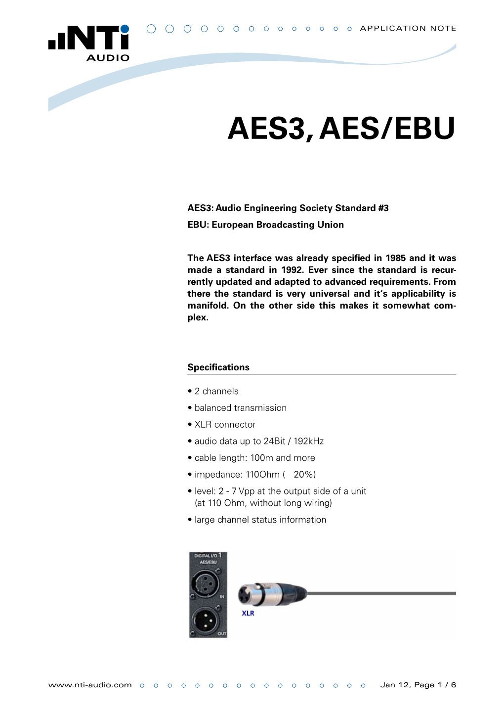 Aes3, Aes/Ebu