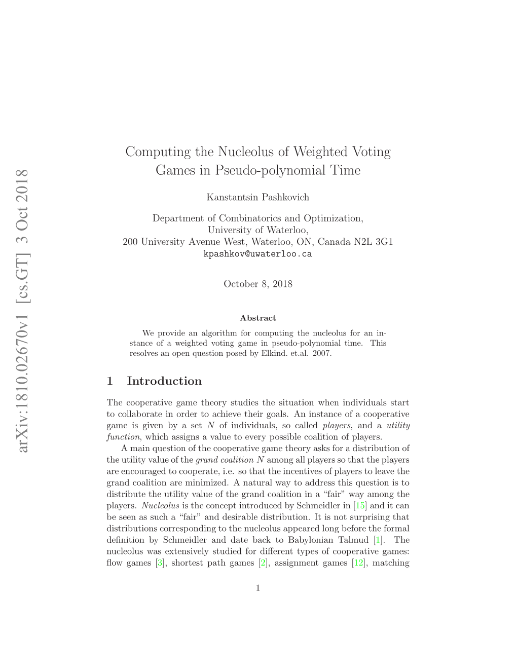 Computing the Nucleolus of Weighted Voting Games in Pseudo-Polynomial Time